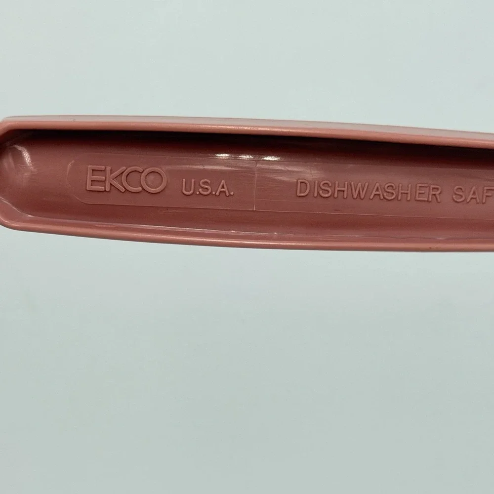 VTG Ekco USA‎ Plastic Utensil Set Fork Slotted Spoon Ladle Yellow Pink Retro
